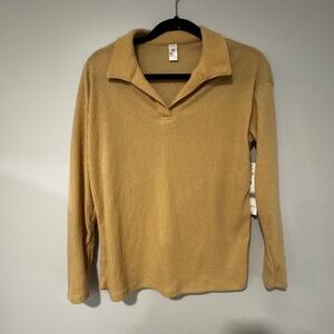 3 for $10 Just Be Hacci Collar V Neck Sweater Irish Cream Tan Medium NWT New